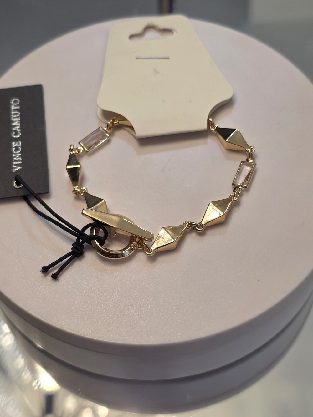 NWT Vince Camuto Gold Geometric Link Bracelet with Clear Accents